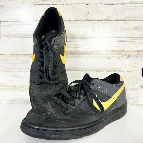 Nike Dunk Low 6.0 Black Gold Dart Sneakers 314142-015 Shoes Size 9.5 - Picture 1 of 9